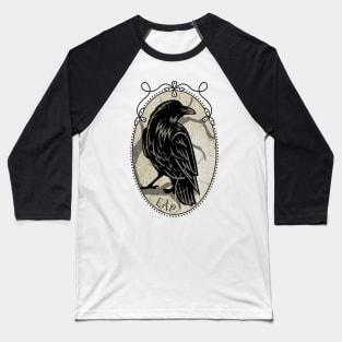 Black Gothic Raven - EAP Nevermore Vintage Frame 1 Baseball T-Shirt